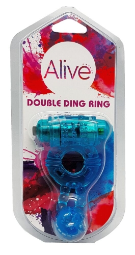 Эрекционное виброкольцо на пенис Alive Double Ding Ring синее - 2