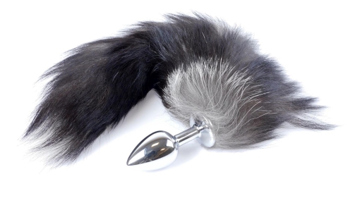 Анальна пробка S сріблястого кольору з хвостом Boss Fox TAIL - 4
