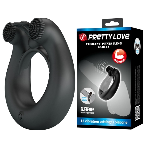 Эрекционное виброкольцо на член черное LYBAILE Pretty Love DAHLIA Vibrant Penis Ring - 1