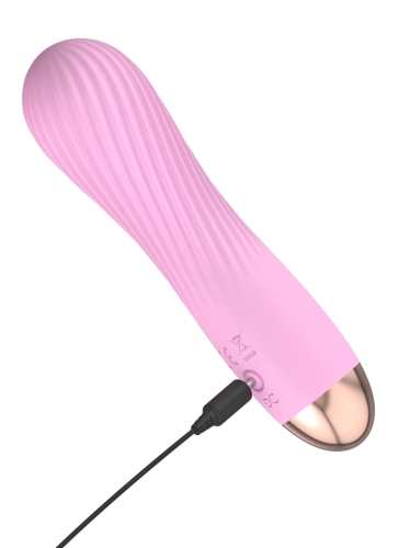 Вибропуля ребристая для клитора розового цвета Soft Silicone Cuties Mini Vibrator - 3