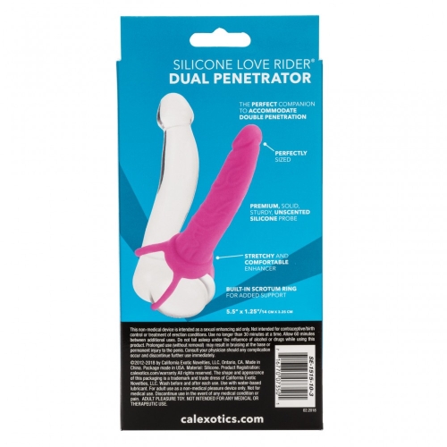 Насадка на член для подвійного проникнення рожевого кольору California еxotic noveltiesc Silicone Love Rider Dual Penetrator - 6