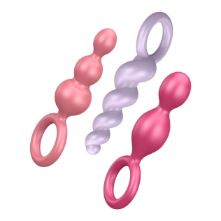 Набор анальных силиконовых пробок разной конфигурации и цветов  Satisfyer Plugs colored (set of 3) НОВИЧОК