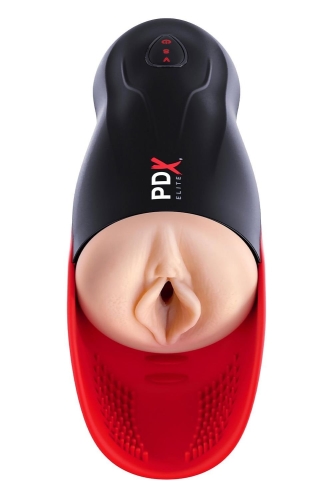 Мастурбатор вагина в колбе с вибрацией бежевая Pipedream PDX Elite Fuck-O-Matic - 3