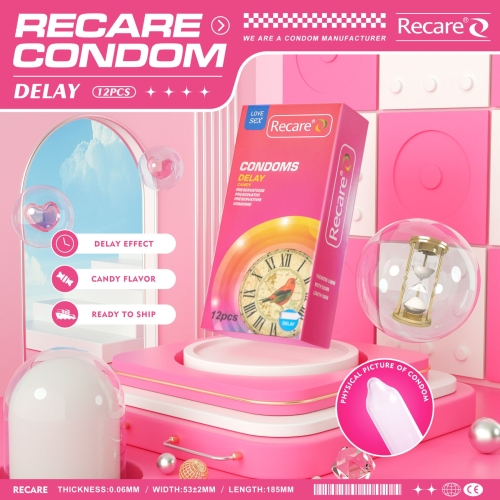 Презервативы пролонгирующий эффект конфетный аромат Recare Delay Candy Condoms 12 штук - 5