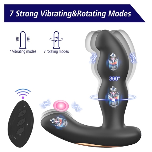 Вибромассажер простаты с ротацией и пультом управления черный Erospace Vibration &amp;amp; 360° Rotation Men’s Play B12 - 9