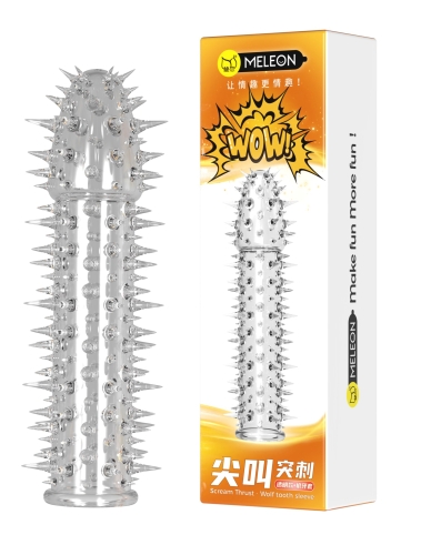 Стимулирующая насадка на член с шипами прозрачная Meleon - Screaming Thorn Wolf Braces CRISTAL - 1