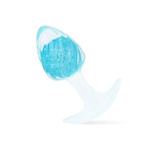 Анальная пробка силиконовая голубая Liebe Seele Icecream-shaped Crystal Anal Plug размер Small - 1