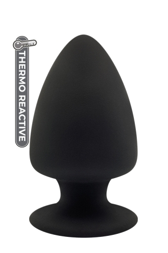 Термоактивная анальная пробка на присоске чёрная PREMIUM SILICONE PLUG L - 1