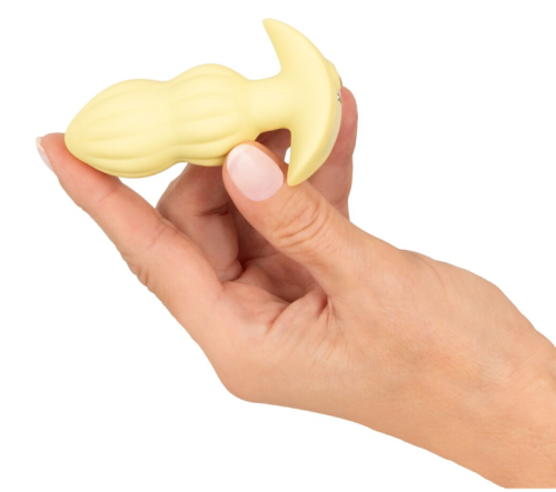 Анальная вибропробка желтая Soft Silicone Vibrating Mini Butt Plug - 5