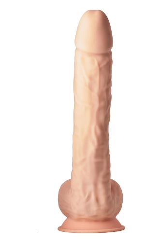 Фаллоимитатор гигантский реалистичный с мошонкой на присоске бежевый Dreamtoys Real Love - 4
