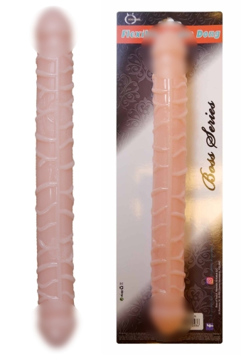Подвійний фалоімітатор реалістик тілесного кольору Boss Series Flexible Double Dong - 1