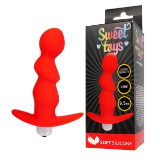 Вібратор для вагінальної і анальної стимуляції SWEET TOYS L 95 мм d 27 мм, Колір Червоний