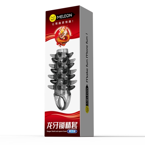 Стимулююча насадка на член із шипами чорна Meleon - Dragon Teeth Lock sperm Cove - 9