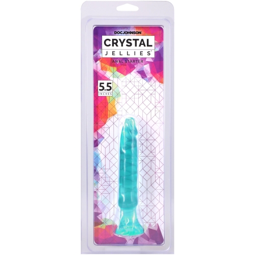 Анальная пробка в форме фаллоимитатора бирюзовая Doc Johnson Crystal Jellies - Anal Starter - 5.5 Inches - 2