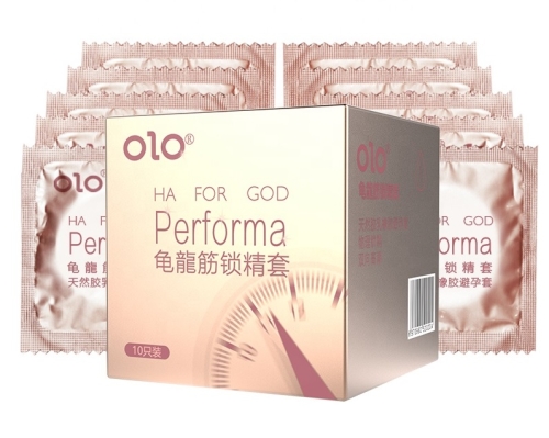 Латексні тонкі текстуровані презервативи з ароматом ванілі OLO HA FOR GOD Performa 10 штук - 1