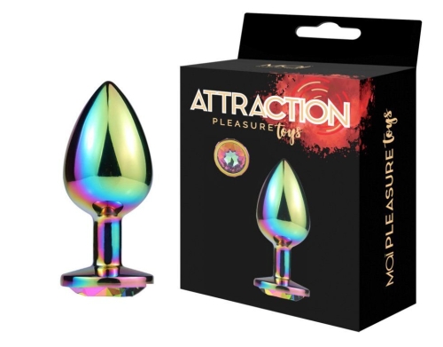 Металлическая анальная пробка с кристаллом хамелеон MAI Attraction Toys - 3