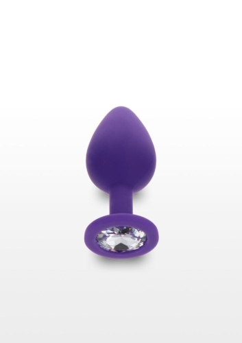 Анальна пробка силіконова фіолетова із прозорим кристалом Toy Joy розмір Medium - 2