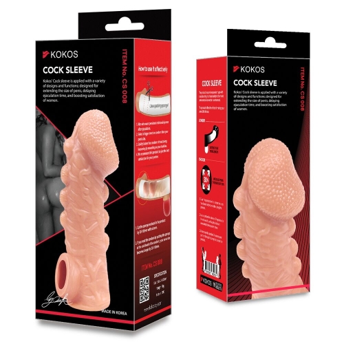Насадка на член з отвором для мошонки тілесного кольору Kokos Cock Sleeve CS 008 розмір M - 5
