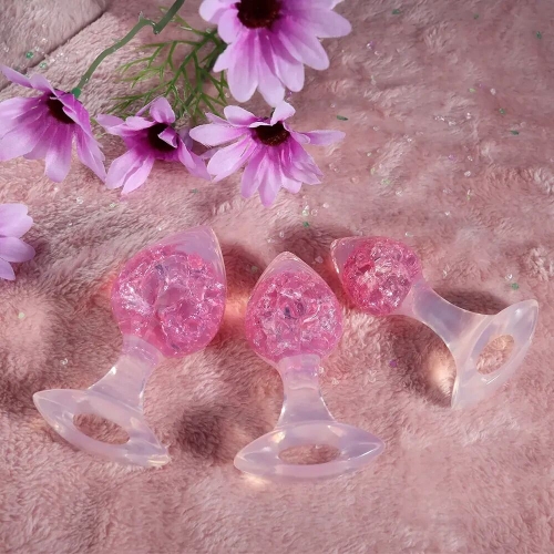 Анальная пробка силиконовая розовая Liebe Seele Heart-shaped Crystal Anal Plug размер Small - 5