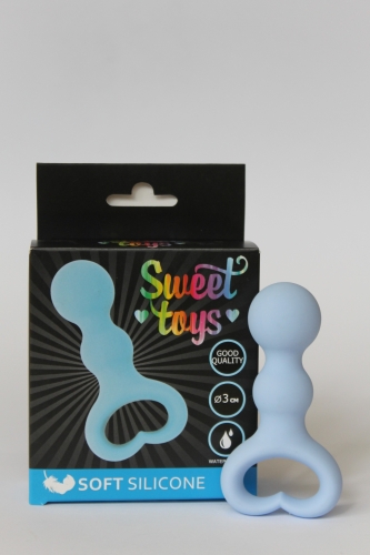 Стимулятор анально-вагінальний силіконовий SWEET TOYS блакитний L 6,5 см d 3 см - 3