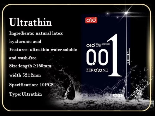 Ароматизированные ультратонкие презервативы с гиалуроновой кислотой OLO Zer Olo Ne Black 001 10 штук - 4