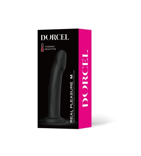 Насадка для страпону на присосці термоактивна силіконова чорного кольору Dorcel Real Pleasure розмір M - 6