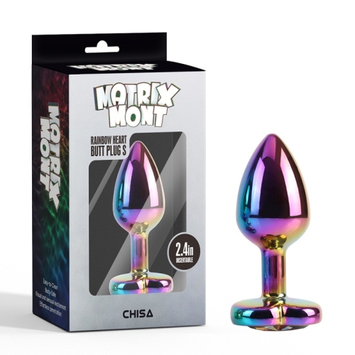 Анальная пробка с кристаллом в форме сердца радужная Chisa Heart Butt Plug размер Small - 1