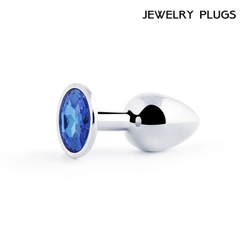 Анальна пробка срібляста з синім каменем Сваровскі Anal Jewelry Plugs L 72 мм d 28 мм Вага 50г - 3