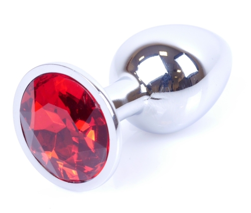 Анальна пробка S сріблястого кольору із кристалом червоного кольору BOSS of TOYS Jewellery PLUG - 2