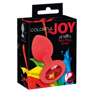 Анальная пробка силиконовая с камушком красного цвета  You2Toys размер S