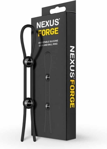 Ерекційне кільце лассо на член із подвійною фіксацією Nexus FORGE Double чорне - 5