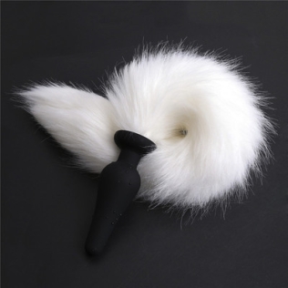 Анальний силіконовий затор з білим пухнастим хвостом Flirting Tail Wool