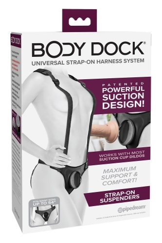 Трусики для страпона с подтяжками черные Pipedream Body Dock - 6