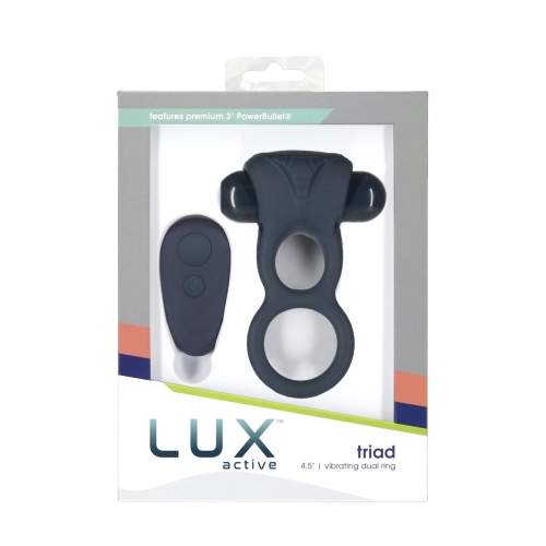 Подвійне ерекційне кільце Lux Active Triad-Vibrating Dual Cock Ring з вібропулею і пультом ДУ - 7