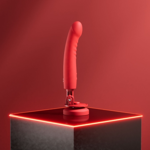 Вібратор ребристий на присосці червоного кольору Lovense Mission 2 Vibrating suction cup dildo - 8