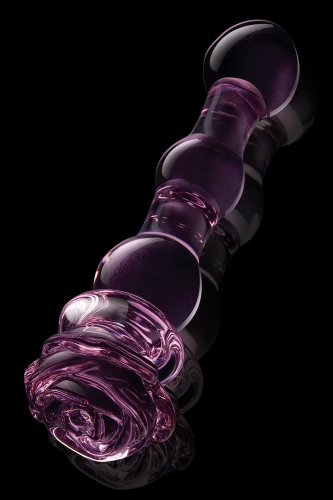 Стеклянный фаллоимитатор в форме бутона розы с бусинами розовый Dream Toys Glaze Glass - 3