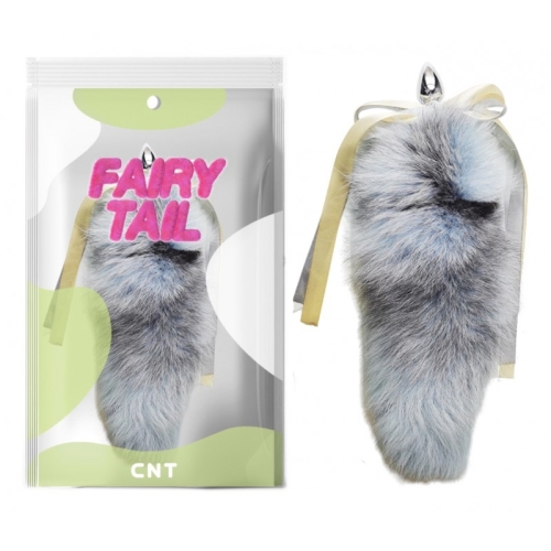 Анальна пробка з пухнастим довжиною хвостом Detachable Cross Fluffy Fox Tail Plug Blue 18.5 - 1