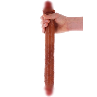 Двосторонній реалістичний силіконовий фалоімітатор коричневий Toy Joy Get Real Skin