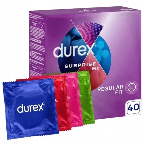 Презервативы 4 различные виды гладкие и ребристые Durex Surprise me 40 штук - 1