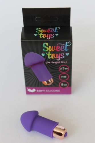 Міні вібратор силіконовий для клітора SWEET TOYS Фіолетовий L 5 см d 3 см зі знімною вібропулею - 1
