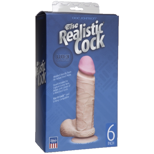 Фаллоимитатор 15,7 см/4,3 см ультрареалистичный на присоске Doc Johnson The Realistic Cock 6 inch White - ULTRASKYN Антибактериальный - 2