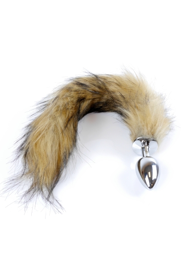 Анальная пробка серебристого цвета с хвостом коричневого цвета Boss Series Boss of toys Fox Tail Brown размер XL - 7