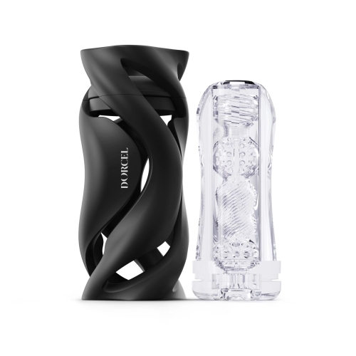 Мастурбатор в колбе для мужчин прозрачного цвета Dorcel Deep Blow Black - 1