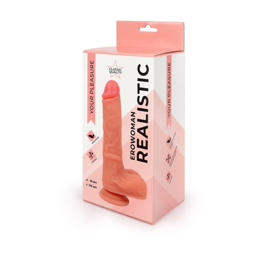 Фалоімітатор 15,5 / 4 см реалістичний на присоску Erowoman Realistic тілесний - 5