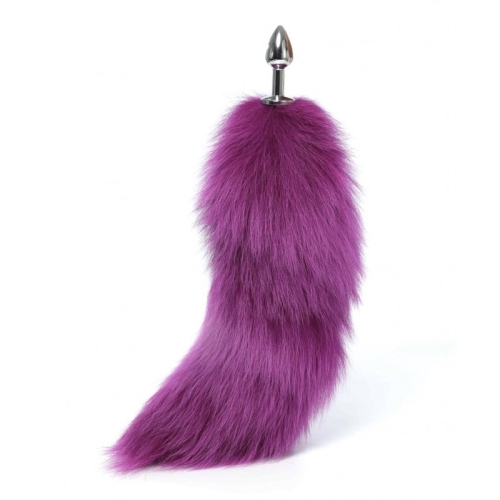 Анальна пробка з довгим фіолетовим хвостом Detachable Fluffy Fox Tail Plug - 2