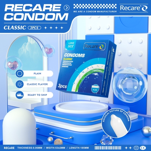 Презервативы классические Recare Classic Condoms 3 штуки - 5