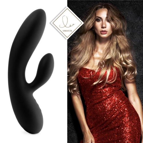 Кролик вібратор з відростком для клітора з двома моторами чорний FeelzToys Lea Rabbit Vibrator - 2