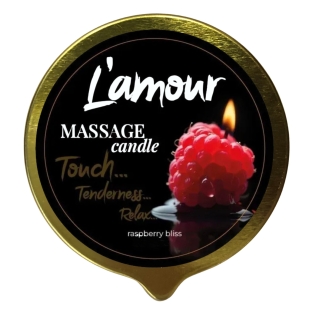 Масажна свічка золота з ароматом малинового блаженства L'amour Raspberry Bliss 70 мл
