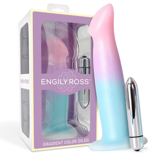 Фалоімітатор на присосці з віброкулею рожево-блакитний Engily Ross Dildo Vibration Suction Cup - 1