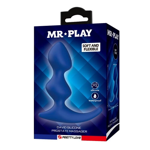 Масажер простати рельєфний силіконовий синій LYBAILE MR.PLAY David Silicone Prostate Massager - 8